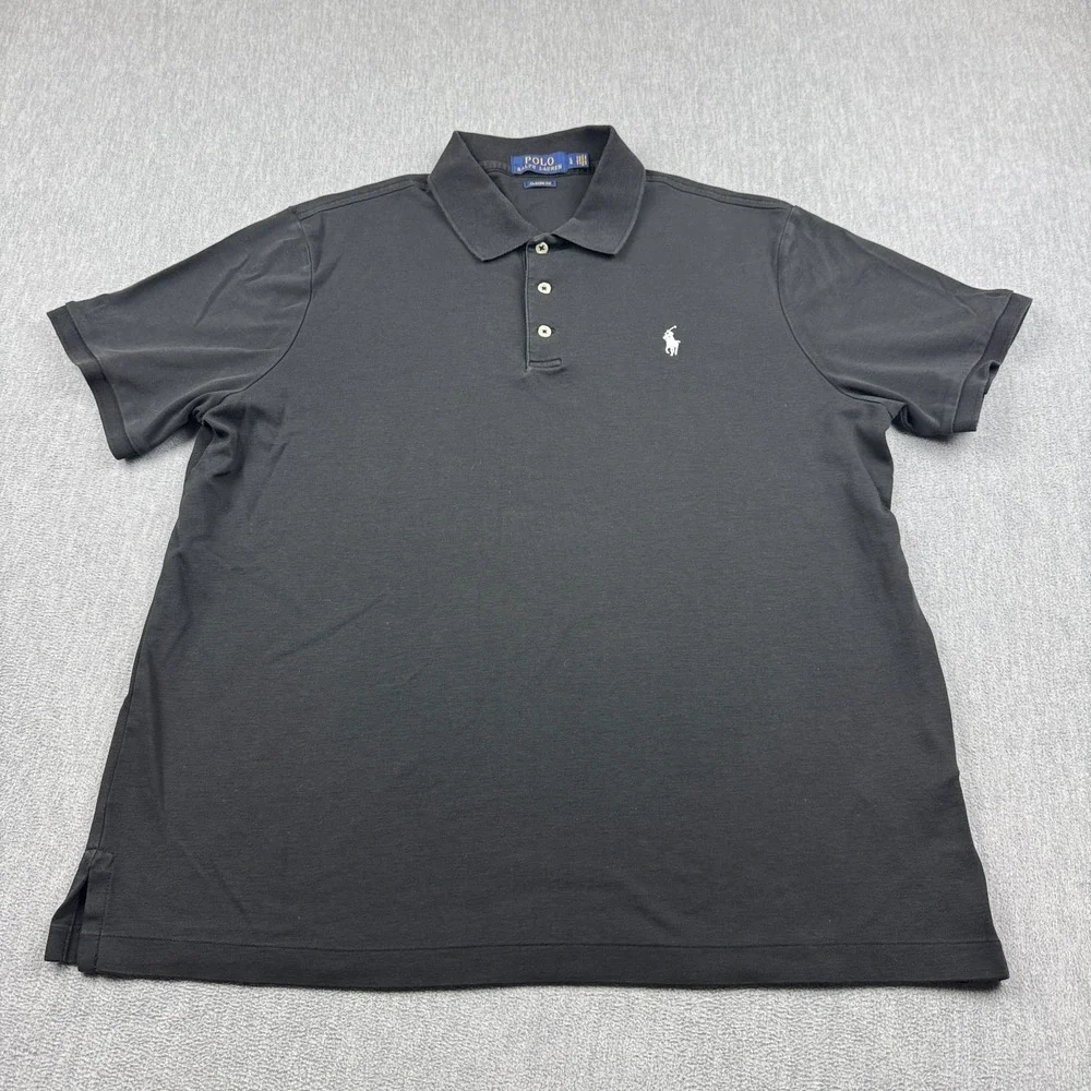 Polo Ralph Lauren Shirt Mens Large Black Short Sleeve Pony Rugby‎ Classic Casual